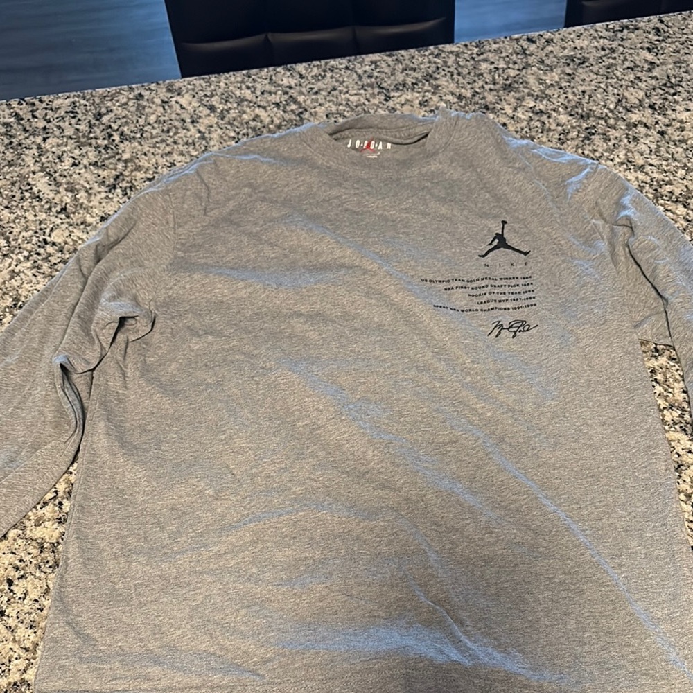 Jordan Gray Long Sleeve Tee with Iconic Logo